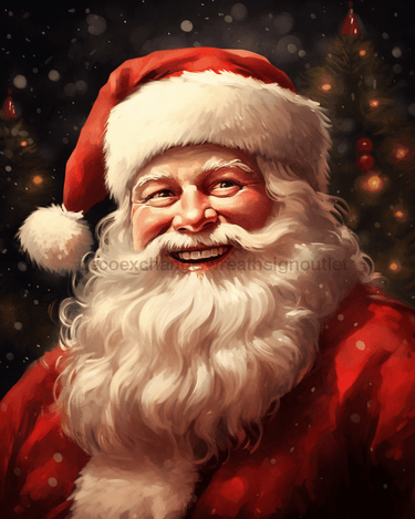 Red Santa Sign Christmas Dco-00711 For Wreath 8X10 Metal
